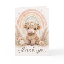 Boho Highland Ko Rainbow Bebis Shower Blankett