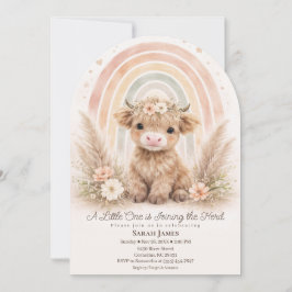 Boho Highland Ko Soft Regnbåge Baby Shower Båge Inbjudningar