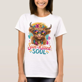 Boho Highland Ko Sun Kyssad Själ Grafik T Shirt