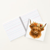 Boho Highland Ko Throw Kudde med blomkrona |