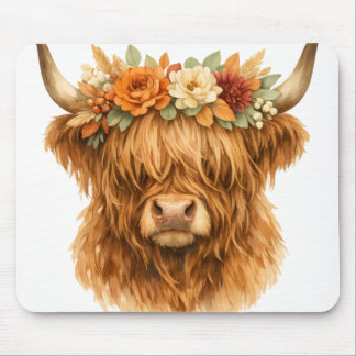 Boho Highland Ko Throw Kudde med blomkrona | Musmatta