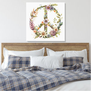 Boho Hippie 60-70-tals fredstecken Canvastryck