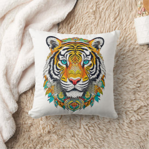 Boho Hippie Blommig År för Tiger Konst Kudde