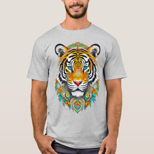 Boho Hippie Blommig År för Tiger Konst T Shirt
