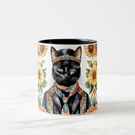 Boho Hippie Cat med Scarf 11 oz Mugg