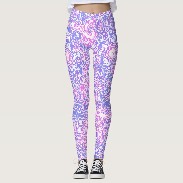 Boho Hippie Colorful Vibrant Jewel Tone Marble Leggings (Framsida)