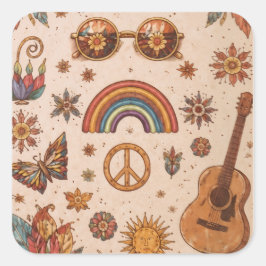 Boho hippie dekal fyrkantigt klistermärke