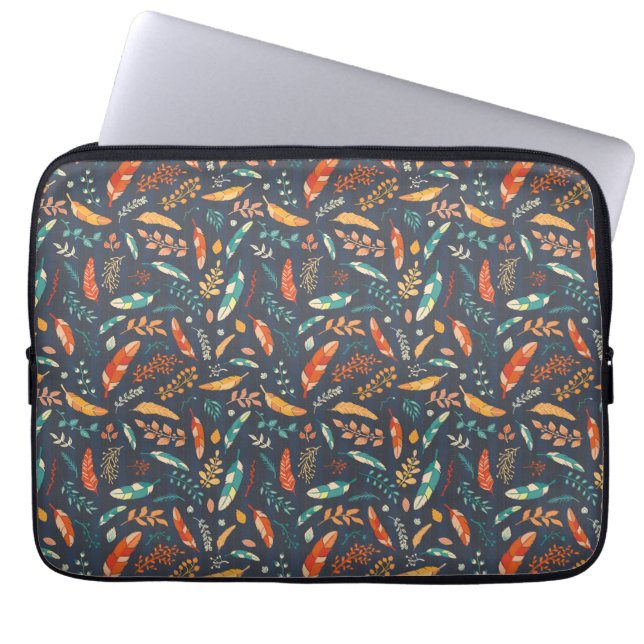Boho Hippie Feather Mönster Laptop Fodral (Framsidan)