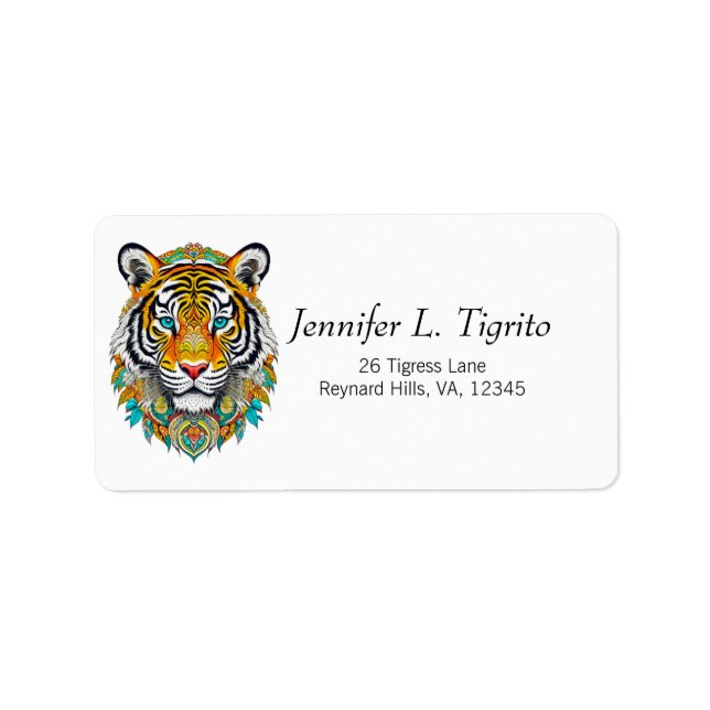 Boho Hippie Floral Year of the Tiger Art Adressetikett (Framsidan)