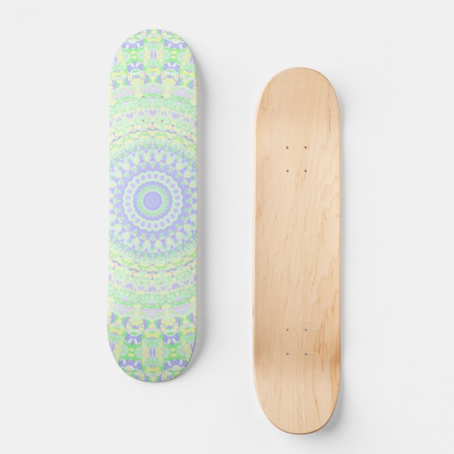 Boho Hippie Funky Eclectic Vår Pastel Mandala Mini Skateboard Bräda 18,5 Cm (Framsida)