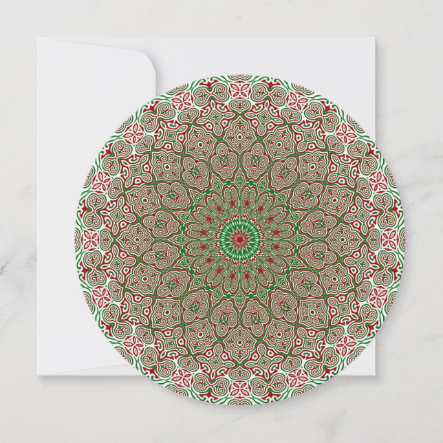 Boho Hippie Funky Trippy Ornamentalt Jul Mandala  Inbjudningar (Framsida)