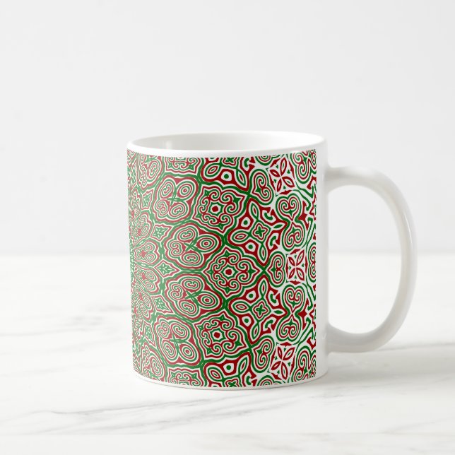 Boho Hippie Funky Trippy Ornamentalt Jul Mandala  Kaffemugg (Höger)