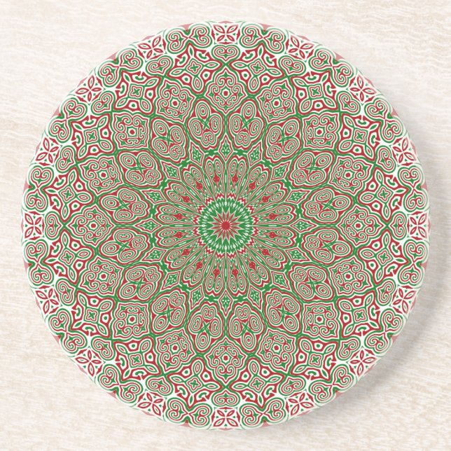 Boho Hippie Funky Trippy Ornamentalt Jul Mandala  Underlägg (Framsidan)