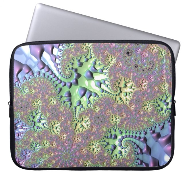 Boho Hippie Groovy Glänsande Färgrik Regnbåge Frak Laptop Fodral (Framsidan)