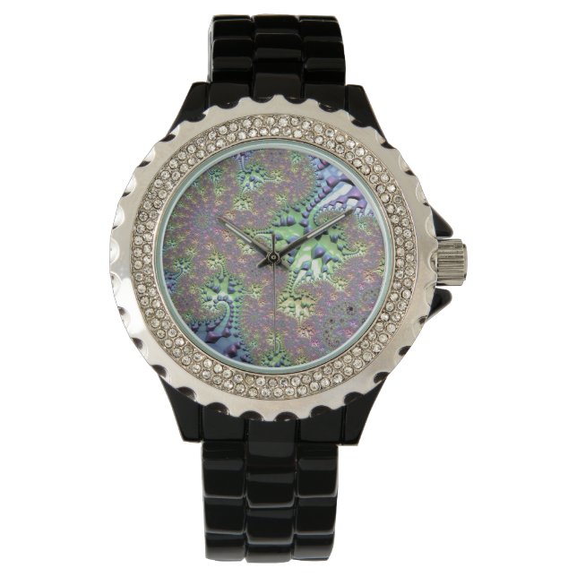Boho Hippie Groovy Shiny Colorful Rainbow Fractal Armbandsur (Framsida)