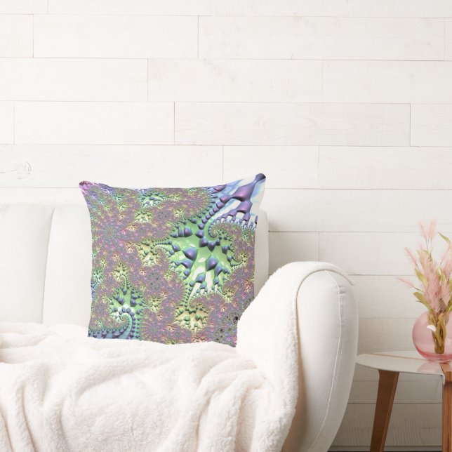 Boho Hippie Groovy Shiny Colorful Rainbow Fractal Kudde (Soffa)