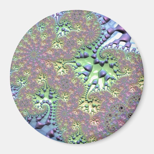 Boho Hippie Groovy Shiny Colorful Rainbow Fractal Magnet (Framsidan)