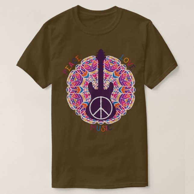 BoHo Hippie Peace Kärlek Retro Music T Shirt (Design framsida)