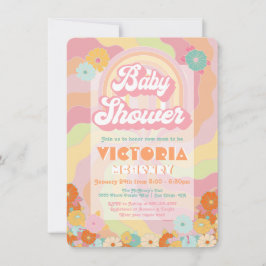 Boho Hippie Rainbow Blommigt Baby Shower-inbjudan Inbjudningar