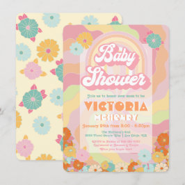 Boho Hippie Rainbow Blommigt Baby Shower-inbjudan Inbjudningar