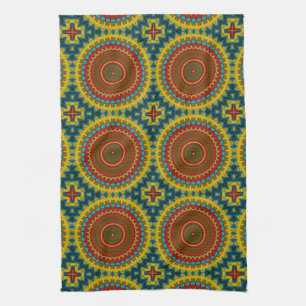 Boho Hippie Red Gult Blue Vintage Tribal Ethnic Kökshandduk