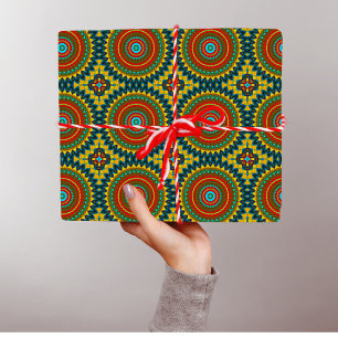 Boho Hippie Red Gult Blue Vintage Tribal Ethnic Presentpapper