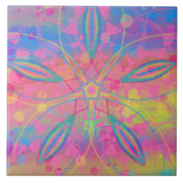 Boho Hippie Tie Dye Neon Pastel Mandala Abstrakt Kakelplatta