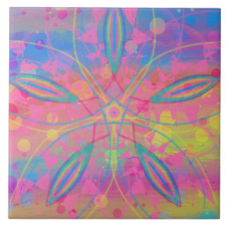 Boho Hippie Tie Dye Neon Pastel Mandala Abstrakt Kakelplatta