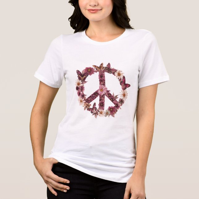 Boho Hippy 60s 70s Peace Love T Shirt (Framsida)