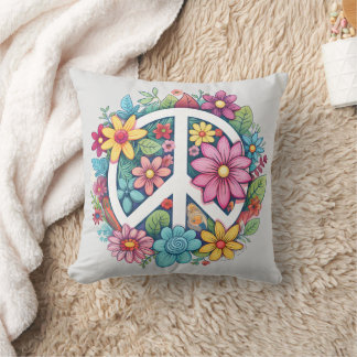 Boho Hippy 60s 70s Peace Sign Kudde