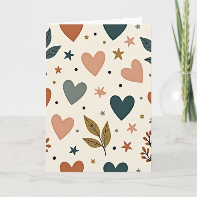 Boho-hjärtan Och Stjärnor Kärlekskort Kort (Framsida)
