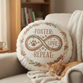 Boho Hjärtfull Räddning Av Husdjur Foster Care Pre Rund Kudde
