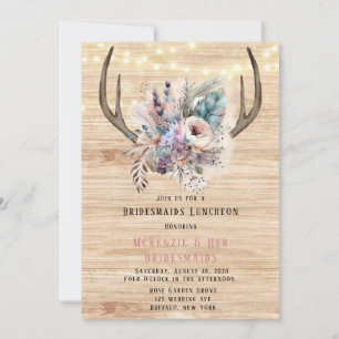 Boho Hjort Antler Blommigt Bridesmaids Luncheon Inbjudningar