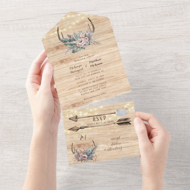 Boho Hjort Antler Blommigt Bröllop (Tearaway)