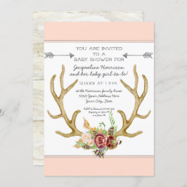 BOHO Hjort Antler Blommigt Flicka Shower Inbjudningar