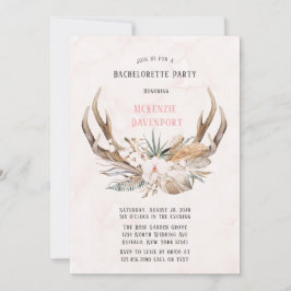 Boho Hjort Antlers and Blommigts Bachelorette Part Inbjudningar