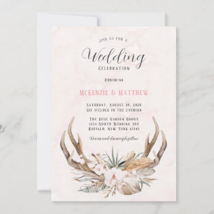 Boho Hjort Antlers and Blommigts bröllopsinbjudan Inbjudningar