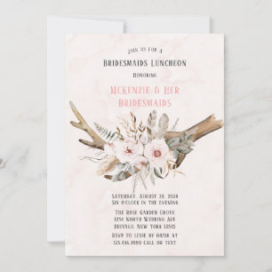 Boho Hjort Antlers och Blommigts Bridesmaids Lunch Inbjudningar