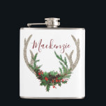 Boho Hjort Antlers | Rustic Red-Blommigten Jul Fickplunta<br><div class="desc">Den här enkla och minimala helgdag har rustik blommigt guld-antenner som är accentuerade med röd blommigt och grönt jultomte i en trädgårdsbukett. För andra färg eller matchande produkter,  kontakta designer Fharryn c/o JustFharryn@yahoo.com Alla höger reserverade. #zazzlemade</div>