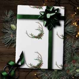 Boho Hjort Antlers | Rustic Red-Blommigten Jul Presentpapper