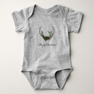 Boho Hjort Antlers Rustic Red-Blommigten Jul T Shirt
