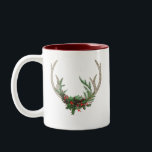Boho Hjort Antlers | Rustic Red-Blommigten Jul Två-Tonad Mugg<br><div class="desc">Den här enkla och minimala helgdag har rustik blommigt guld-antenner som är accentuerade med röd blommigt och grönt jultomte i en trädgårdsbukett. För andra färg eller matchande produkter,  kontakta designer Fharryn c/o JustFharryn@yahoo.com Alla höger reserverade. #zazzlemade</div>