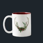 Boho Hjort Antlers | Rustic Red-Blommigten Jul Två-Tonad Mugg<br><div class="desc">Den här enkla och minimala helgdag har rustik blommigt guld-antenner som är accentuerade med röd blommigt och grönt jultomte i en trädgårdsbukett. För andra färg eller matchande produkter,  kontakta designer Fharryn c/o JustFharryn@yahoo.com Alla höger reserverade. #zazzlemade</div>