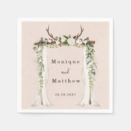 Boho Hjort Antlers White Canopy Rustic Bröllop Pappersservett