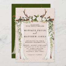 Boho Hjort Antlers White Canopy Rustic