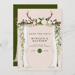 Boho Hjort Antlers White Canopy Save Date Inbjudningar
