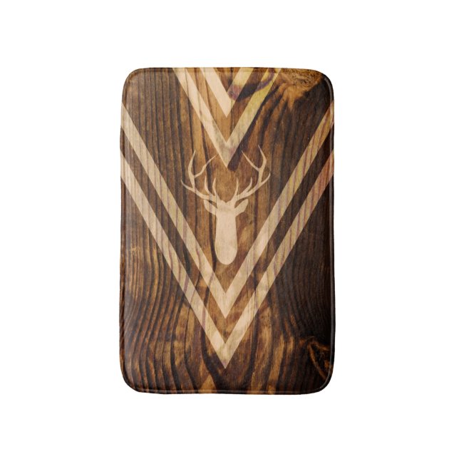 Boho hjort på lantligt trä badrumsmatta (Framsidan (Vertikal))