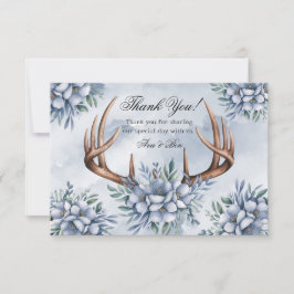 Boho hjorthorn dammig blå blommig tack kort