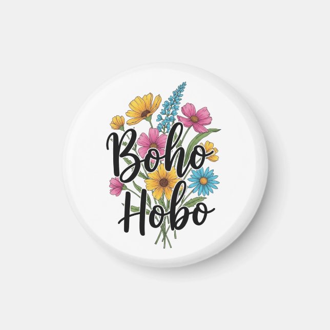 Boho Hobo-blombouquet-design Magnet (Framsidan)