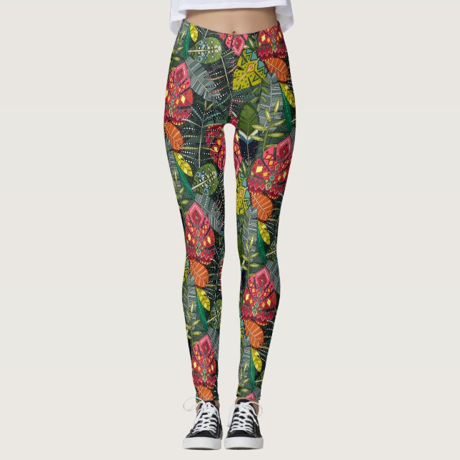 boho hojas-skog leggings (Framsida)